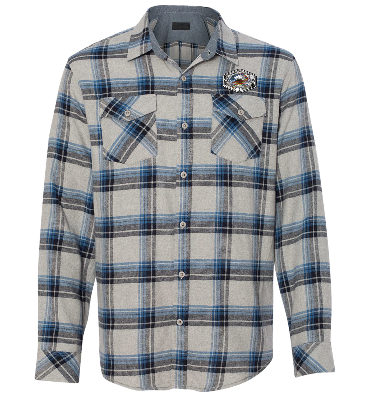 Men's Blue Crab Flannel Shirt Grey Blue