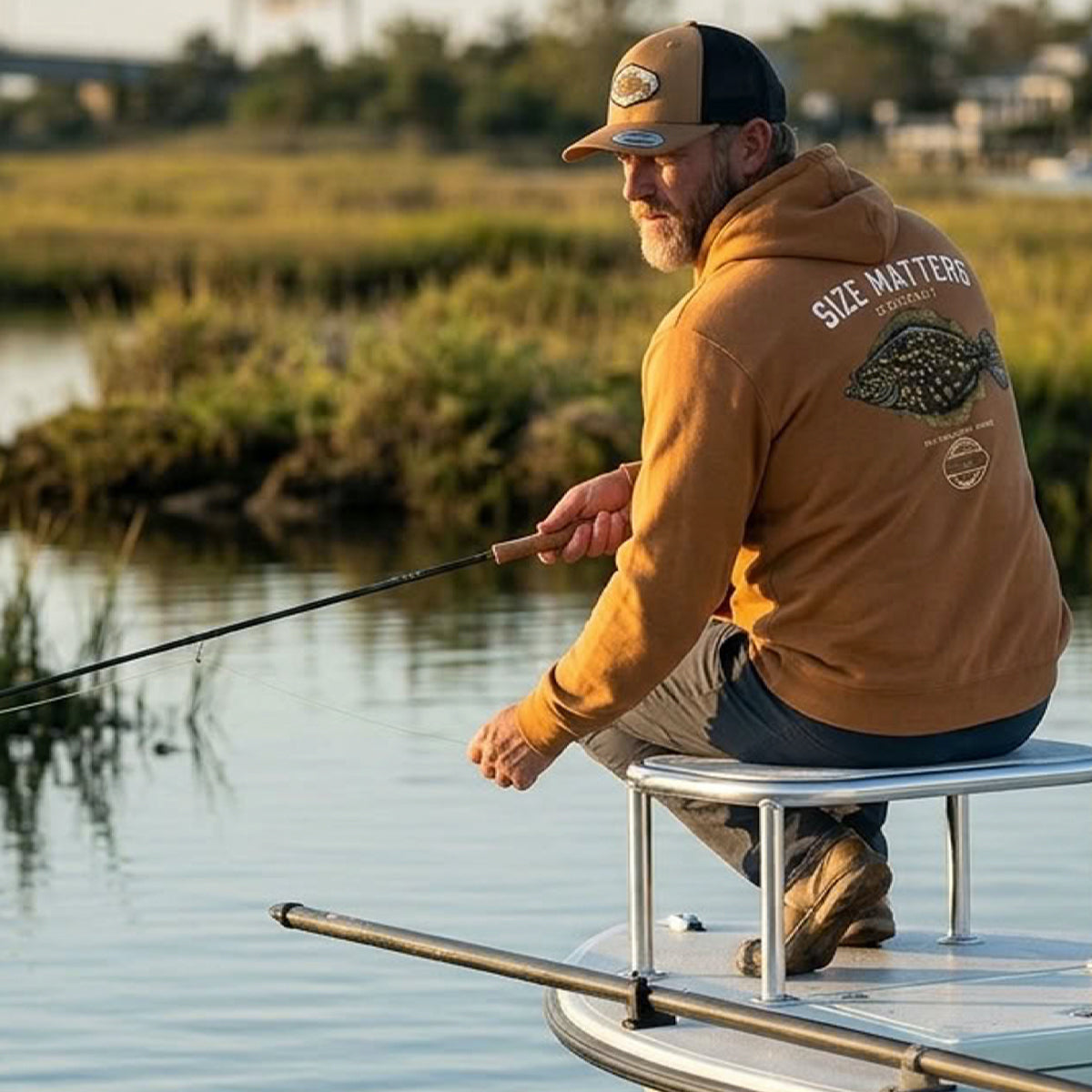 Men's Size Matters Flounder Pullover Hoodie
