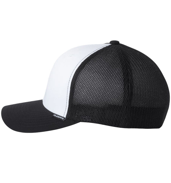Hammerhead Deco 6 Panel Trucker Flexfit Black White Black Hat