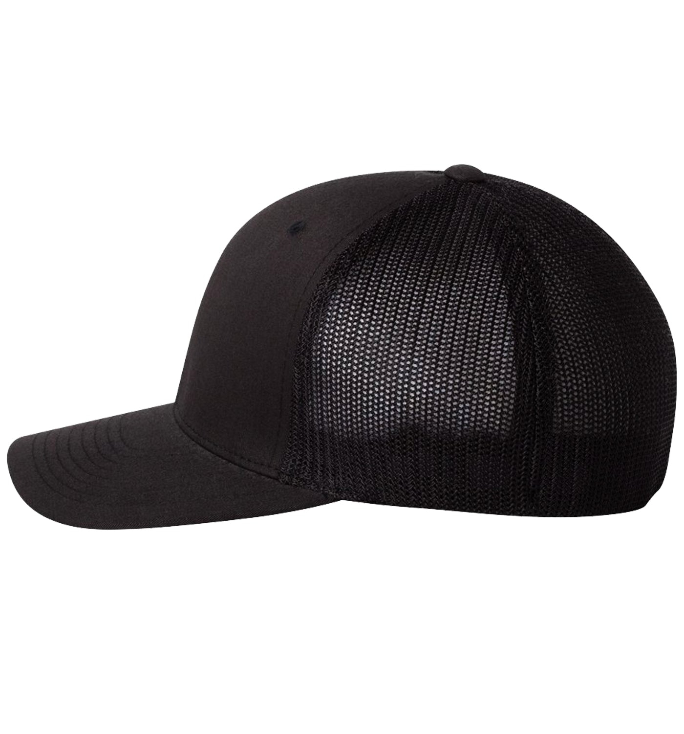 Flounder Panel 6 Hat | Trucker Black/Black Flexfit Dunleavyapparel Kraken