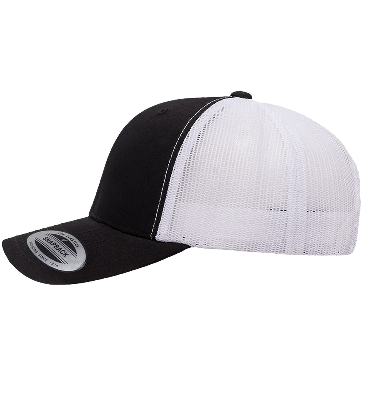 Turtle Deco 6 Panel Trucker Snap Back Black White Hat
