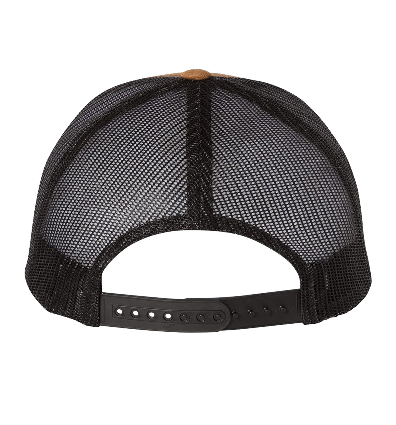 Barnacle Slam 6 Panel Trucker Snap Back Hat Caramel Black