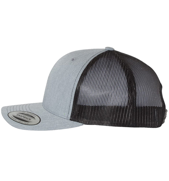 Stripah Kraken 6 Panel Trucker Snap Back Heather Grey Black Hat