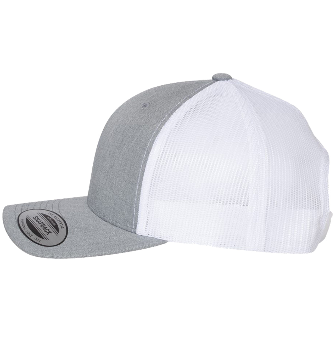 Turtle Deco 6 Panel Trucker Snap Back Heather Grey White Hat