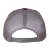 Striper Deco 6 Panel Trucker Snap Back Maroon Grey Hat