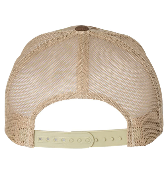 Flounder Deco 6 Panel Trucker Snap Back Multicam Arid Tan Hat