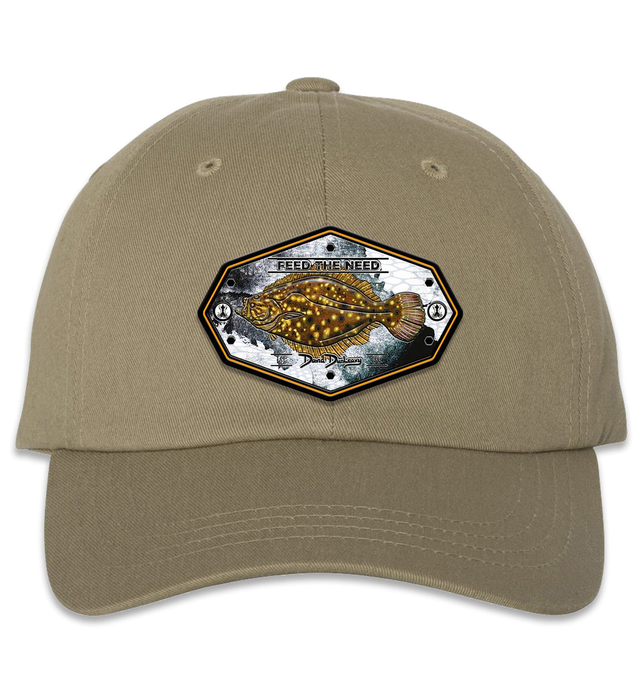 Flounder Kraken 6 Panel Dad Khaki Hat
