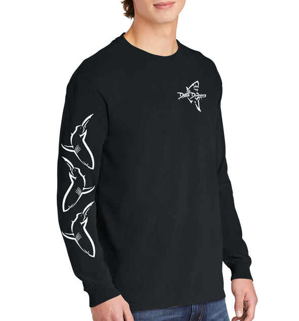 Men's Shark Deco Long Sleeve Cotton Garment-Dyed T-Shirt