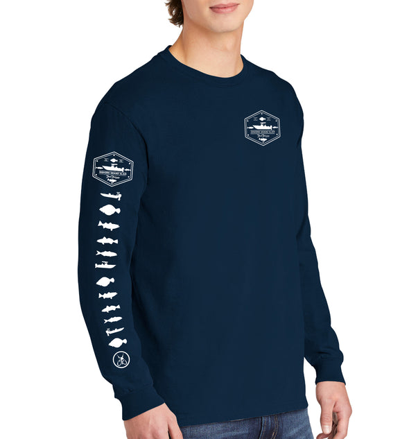 Men's Inshore Grand Slam Long Sleeve Cotton Garment-Dyed Navy T-Shirt