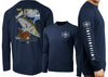 Men's Inshore Grand Slam Long Sleeve Cotton Garment-Dyed Navy T-Shirt