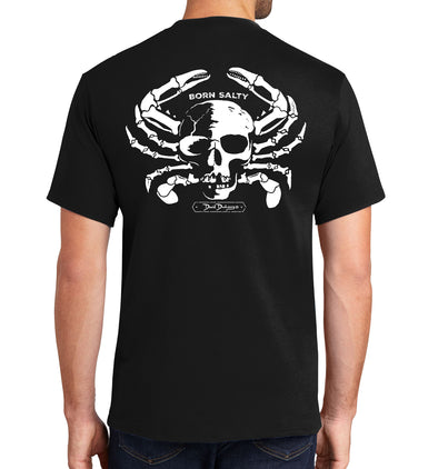 Men's Born Salty Skull Crab Short Sleeve Black Cotton T-Shirt XXL / Black