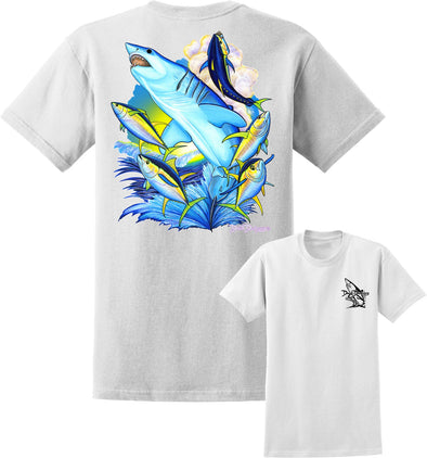 Men's Mako Shark & Tuna Short Sleeve Cotton T-Shirt - Dunleavyapparel
