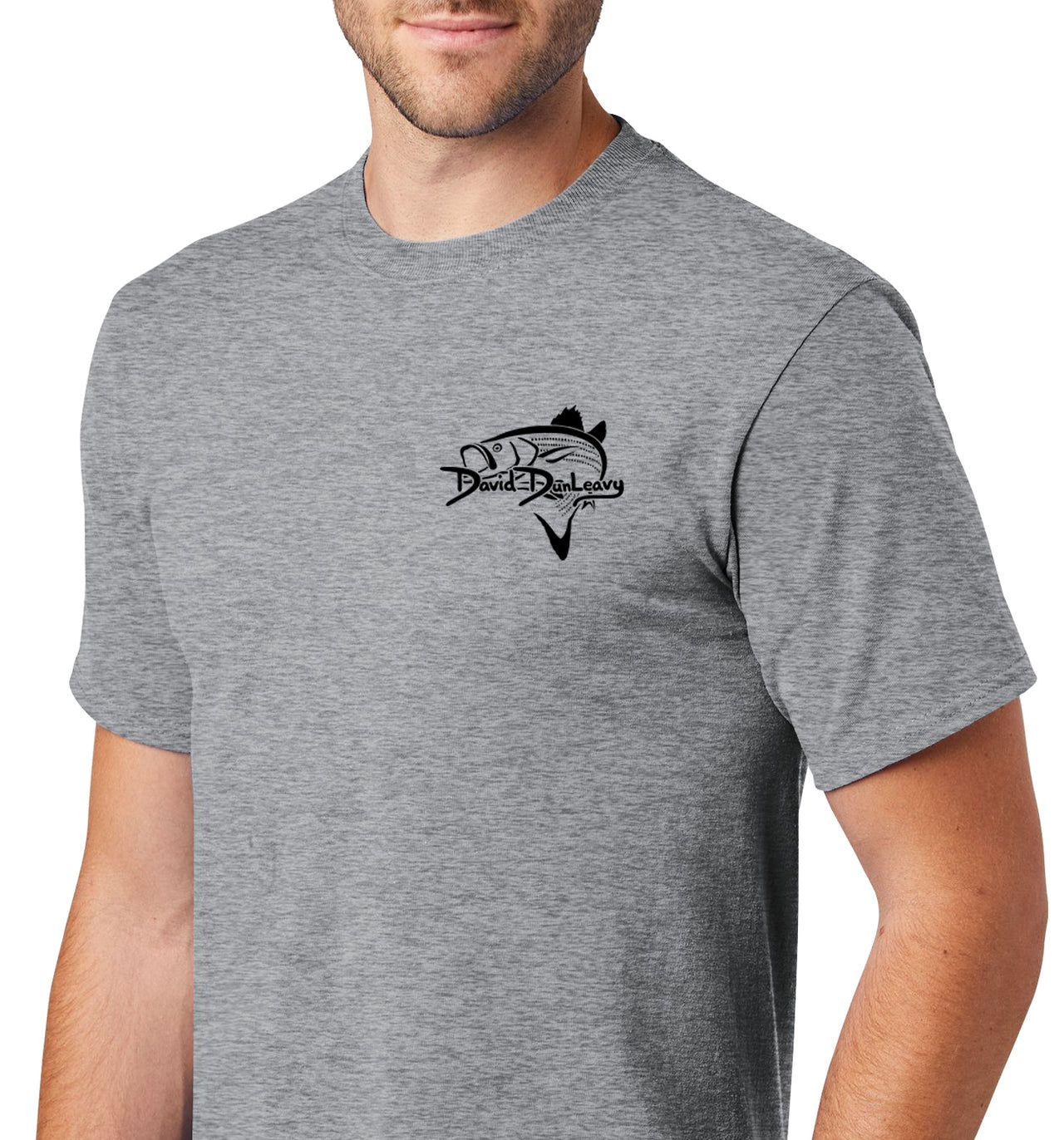 Men's Striped Bass Short Sleeve Athletic Heather Cotton T-Shirt