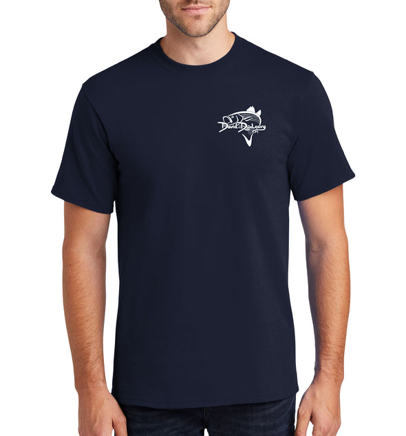 Men's Striped Bass Short Sleeve Navy Cotton T-Shirt