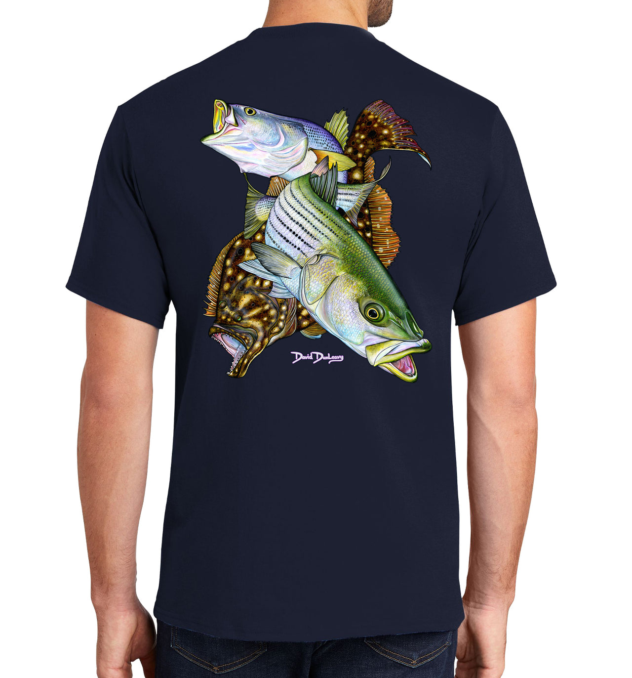 Men's Inshore Slam Short Sleeve Navy Cotton T-Shirt