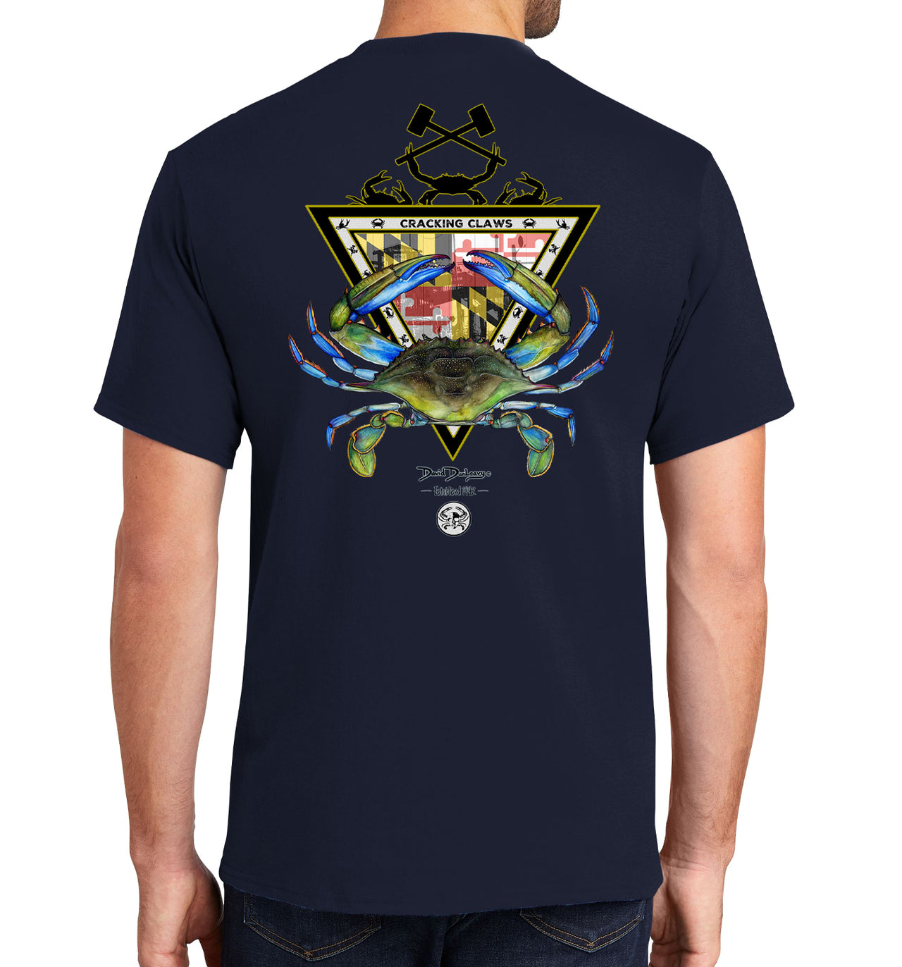 Men's Maryland Blue Crab Short Sleeve Navy Cotton T-Shirt
