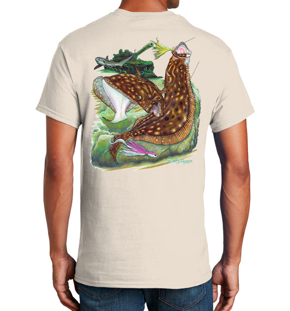 Men's Flounder Reef Short Sleeve Natural Cotton T-Shirt