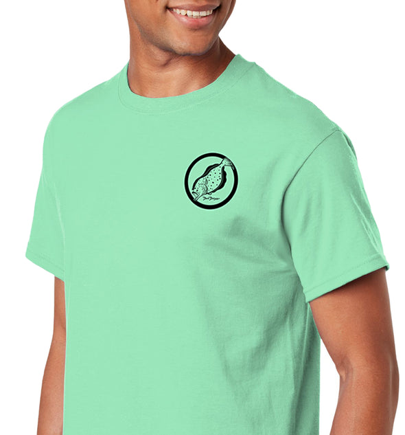 Men's Flounder Reef Short Sleeve Mint Cotton T-Shirt