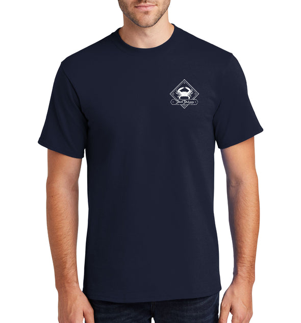 Men's Red White & Blue Crab Short Sleeve Navy Cotton T-Shirt