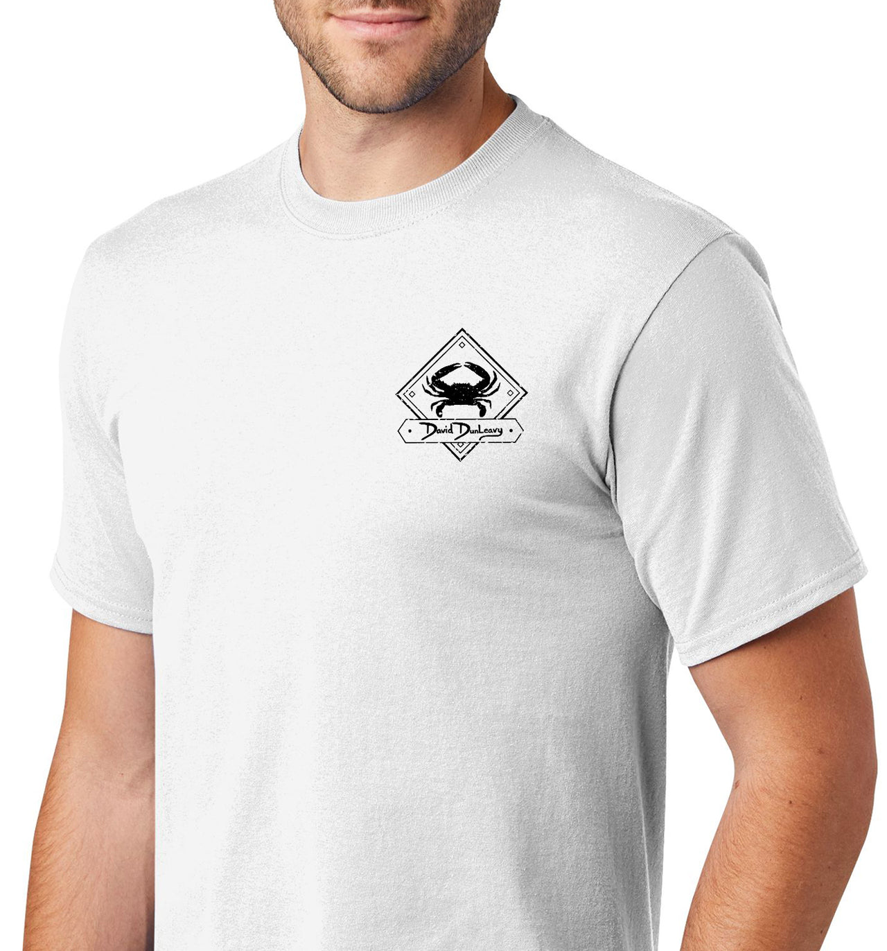 Men's Red White & Blue Crab Short Sleeve White Cotton T-Shirt