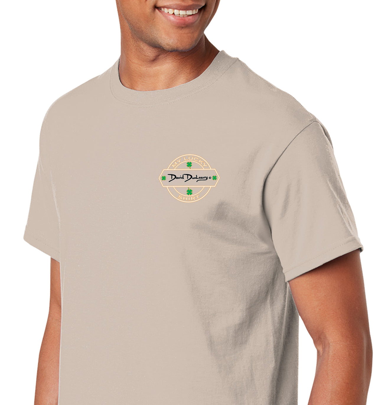 Men's Size Matters Flounder Short Sleeve Sand Cotton T-Shirt