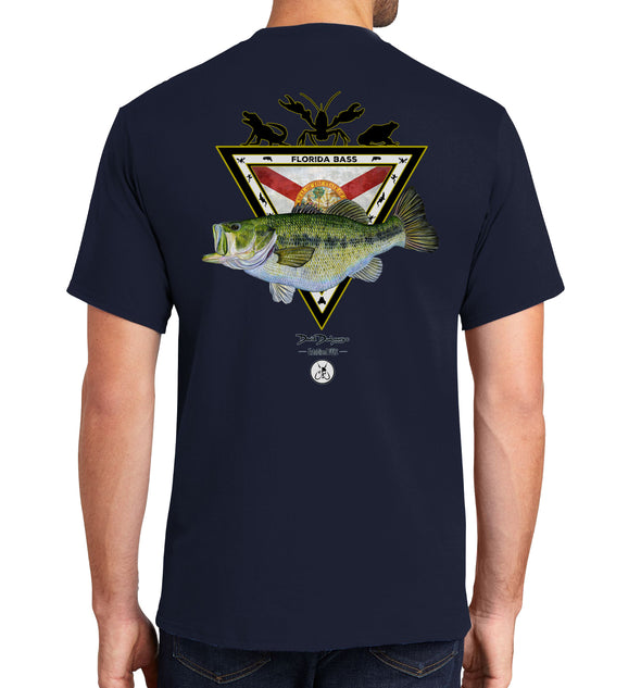 Men's Florida Bass Short Sleeve Navy Cotton T-Shirt