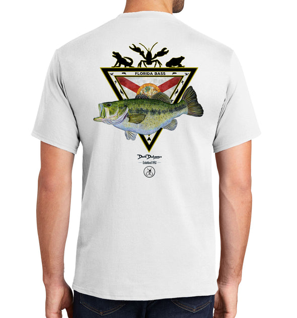 Men's Florida Bass Short Sleeve White Cotton T-Shirt