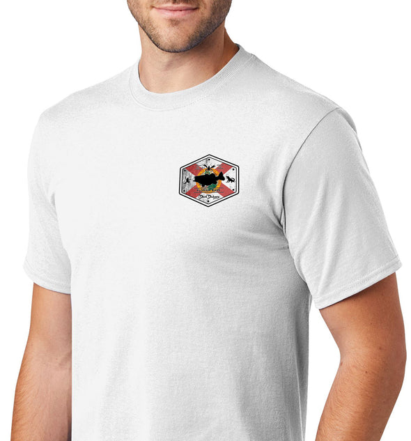 Men's Florida Bass Short Sleeve White Cotton T-Shirt