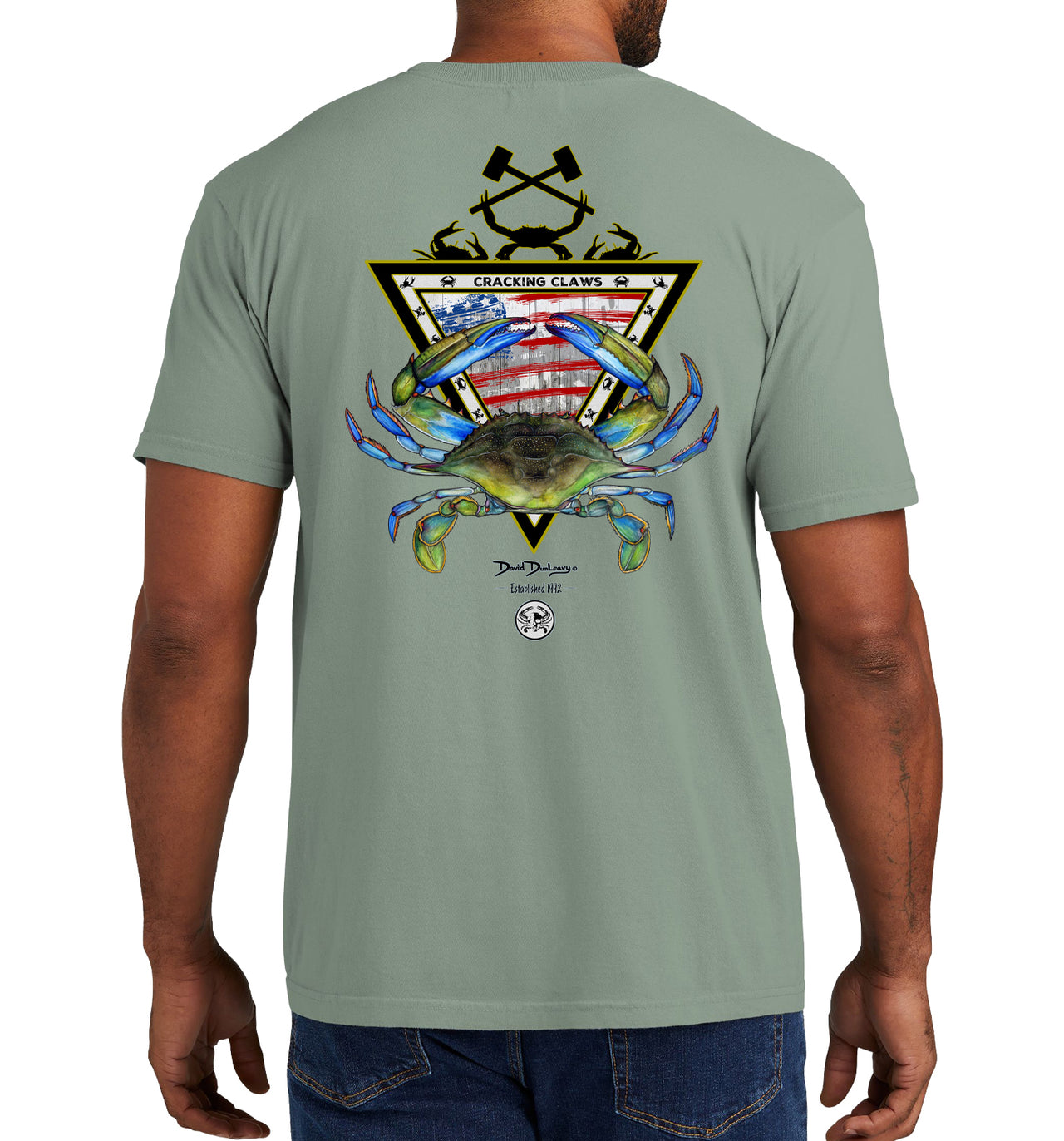 Men's American Blue Crab Short Sleeve Garment Dyed Bay Pocket T-Shirt