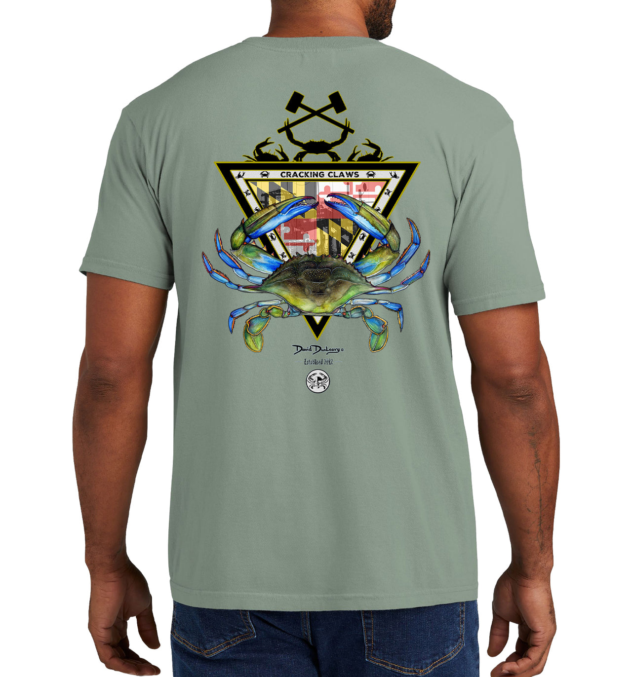 Men's Maryland Blue Crab Short Sleeve Garment Dyed Bay Pocket T-Shirt