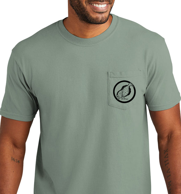 Men's Flounder Reef Short Sleeve Garment Dyed Bay Pocket T-Shirt