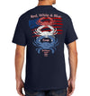 Men's Red, White & Blue Crab Short Sleeve Cotton Navy Pocket T-Shirt