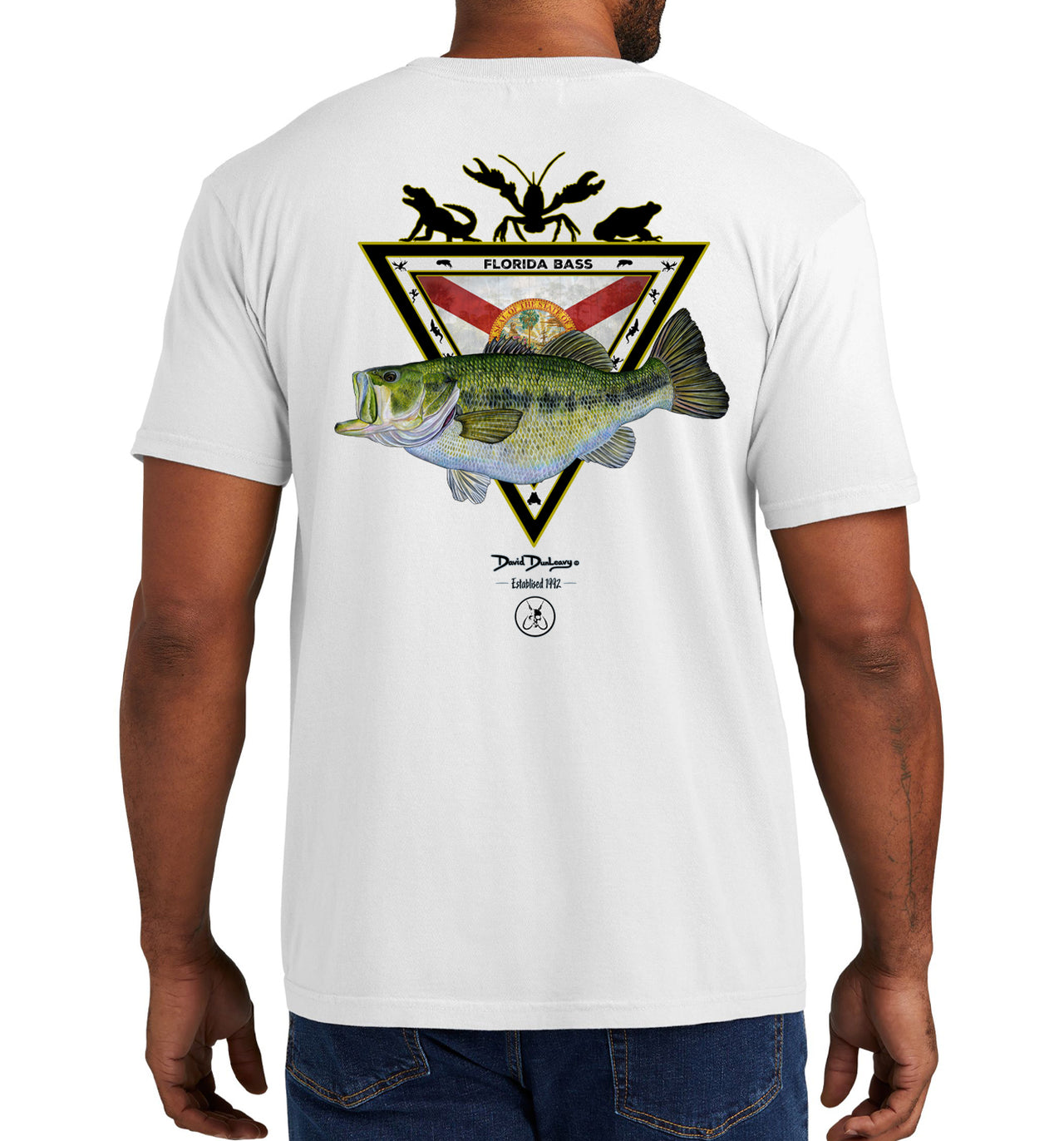 Men's Florida Bass Short Sleeve Garment Dyed White Pocket T-Shirt