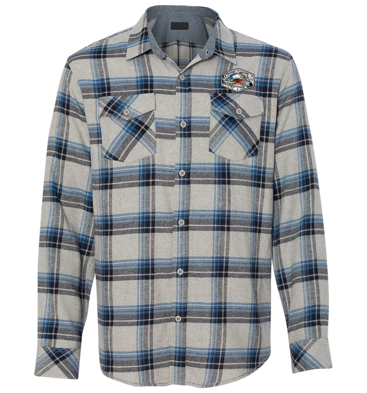 Men’s Blue Crab Flannel Shirt Grey Blue