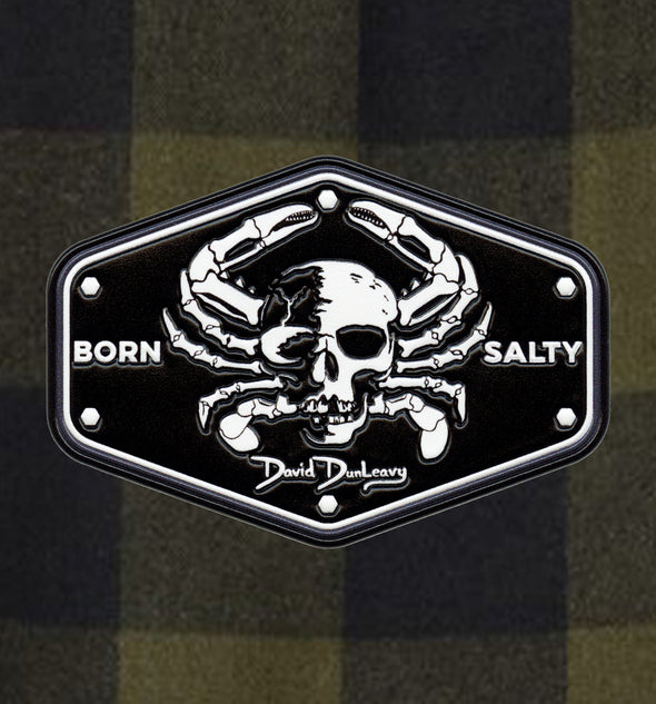 Men’s Born Salty Skull Crab Army Black Flannel Shirt