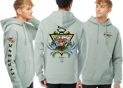 Men's Maryland Blue Crab Dusty Sage Fleece Hooded Sweatshirt