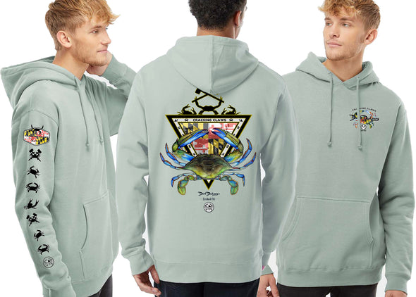 Men's Maryland Blue Crab Dusty Sage Fleece Hooded Sweatshirt