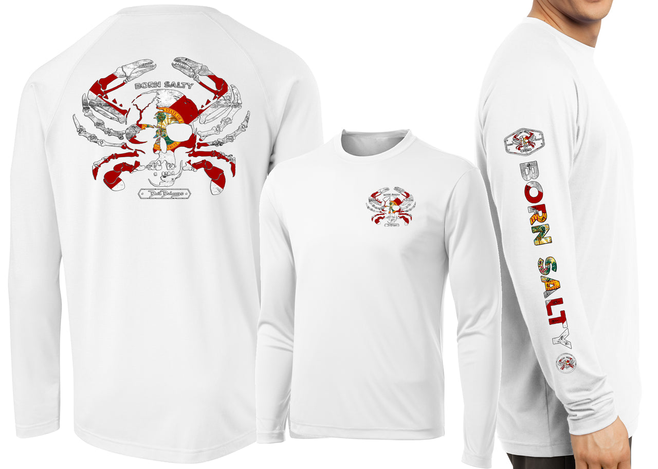 Men’s Performance Born Salty Florida Skull Crab Long Sleeve