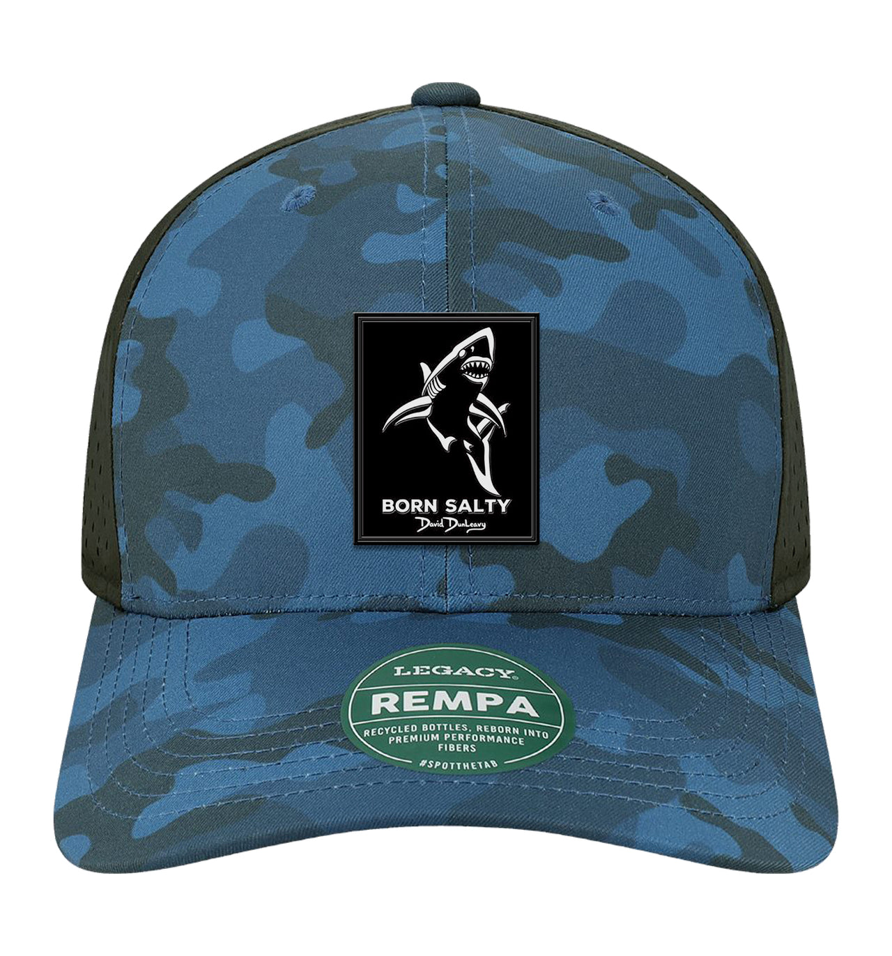 Born Salty Shark Deco Performance Blue Camo Hat