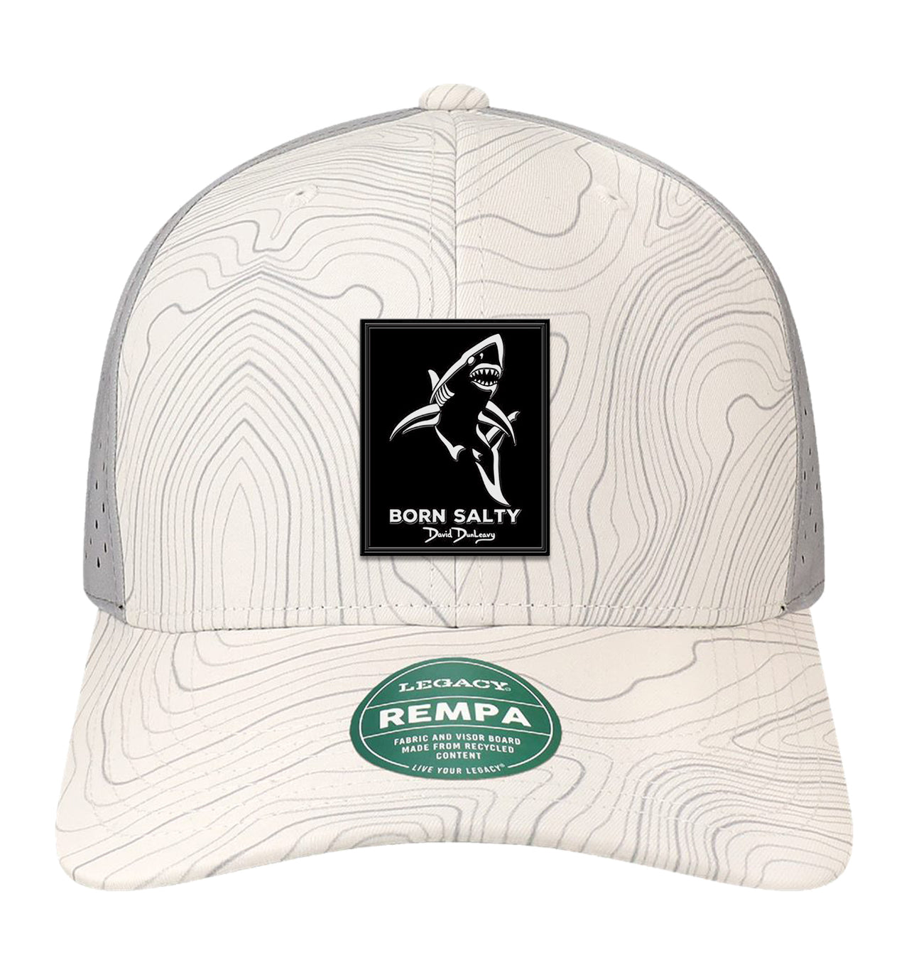 Born Salty Shark Deco Performance White Grey Topo Hat