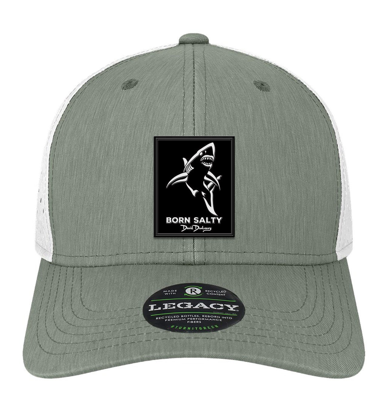 Born Salty Shark Deco Performance Dark Grey White Hat