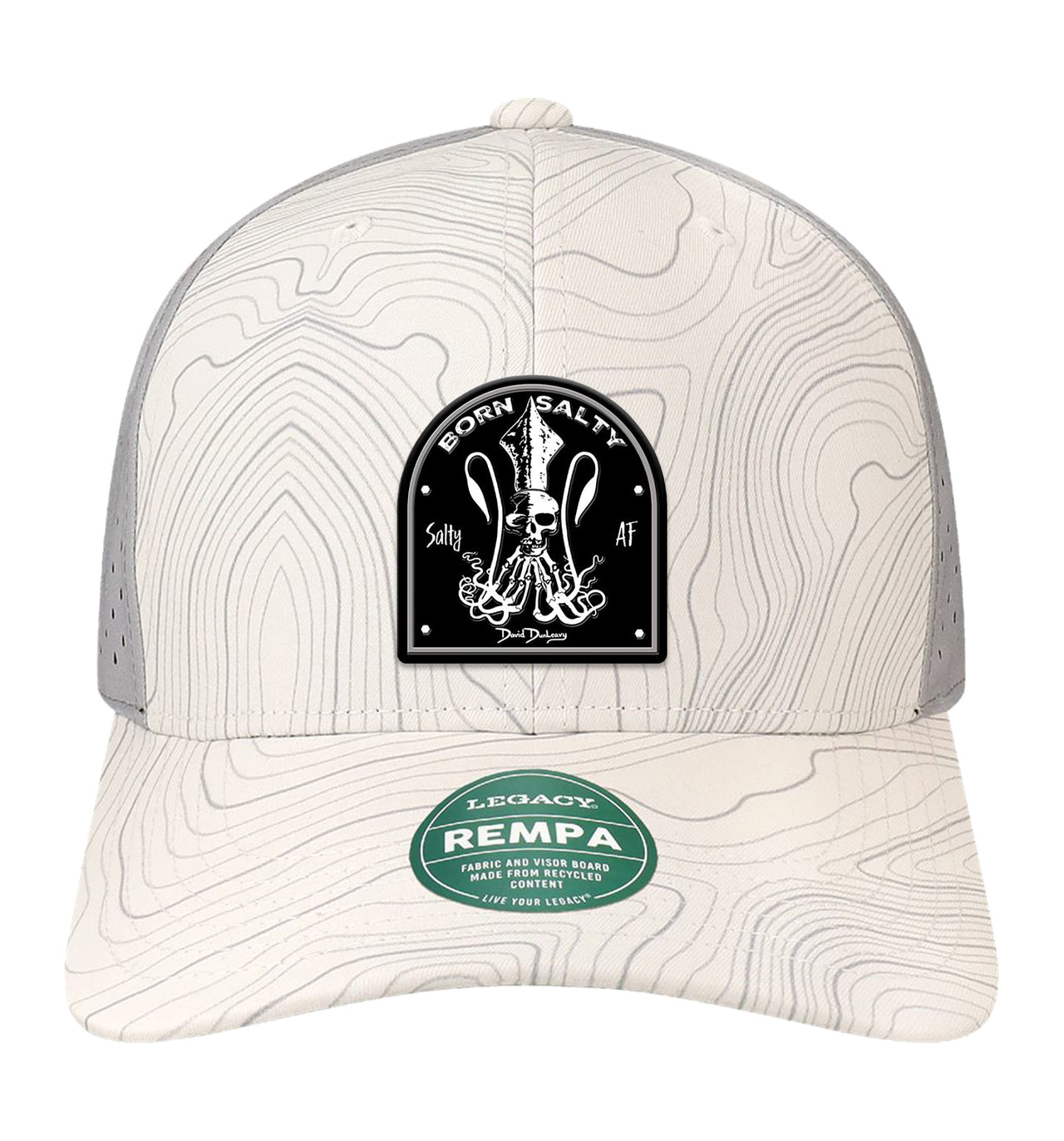 Born Salty Skull Kraken Performance White Grey Topo Hat