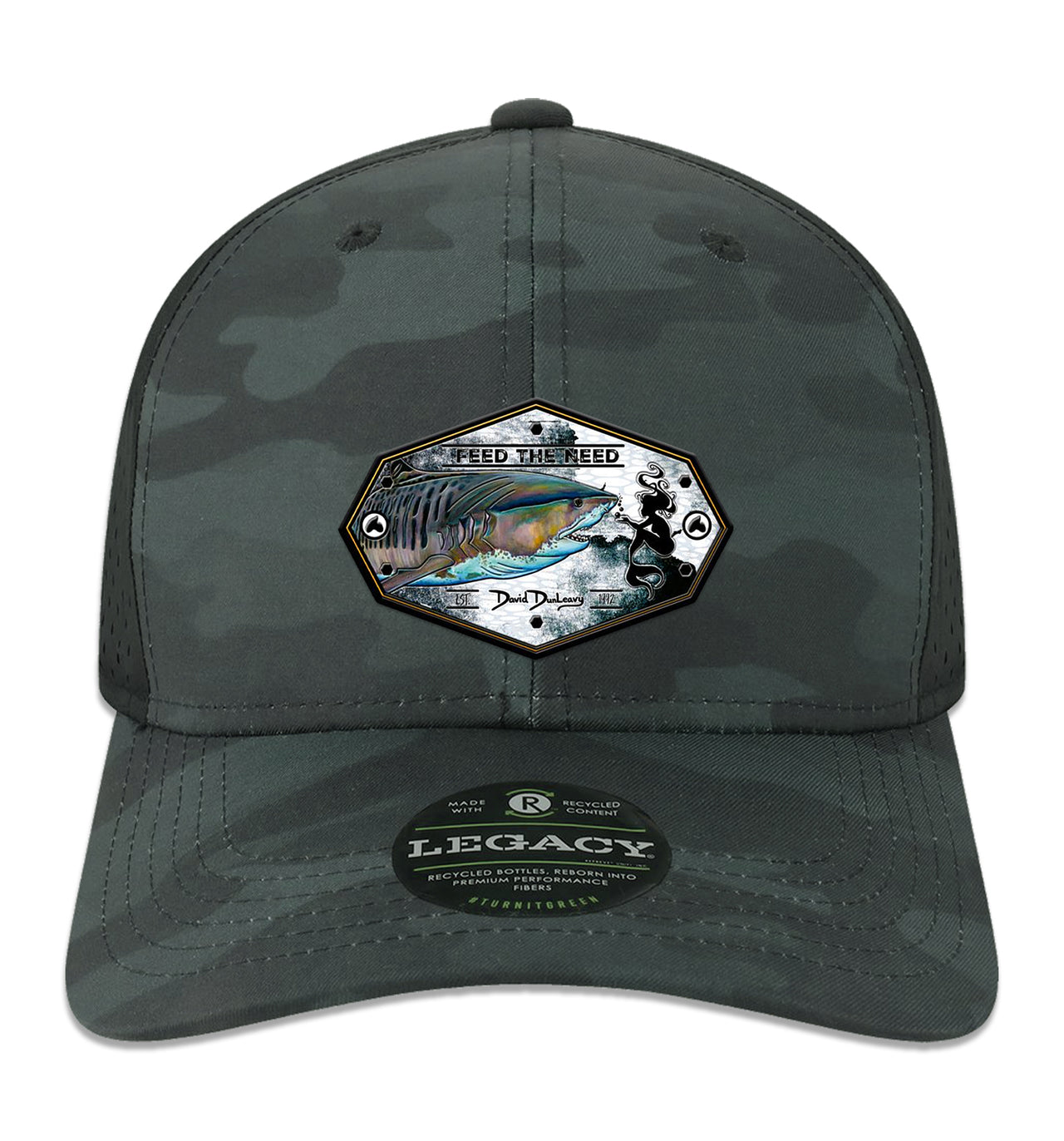 Tiger Shark & Mermaid Performance Black Camo Hat