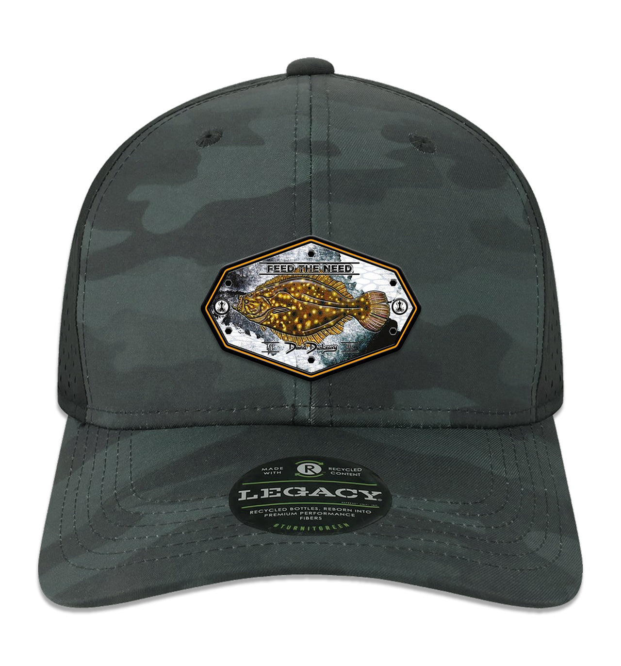 Flounder Kraken Performance Black Camo Hat