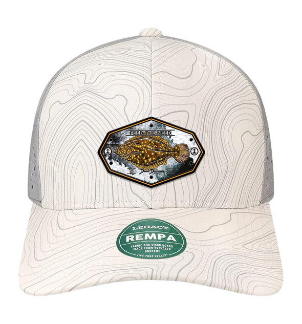 Flounder Kraken Performance White Grey Topo Hat