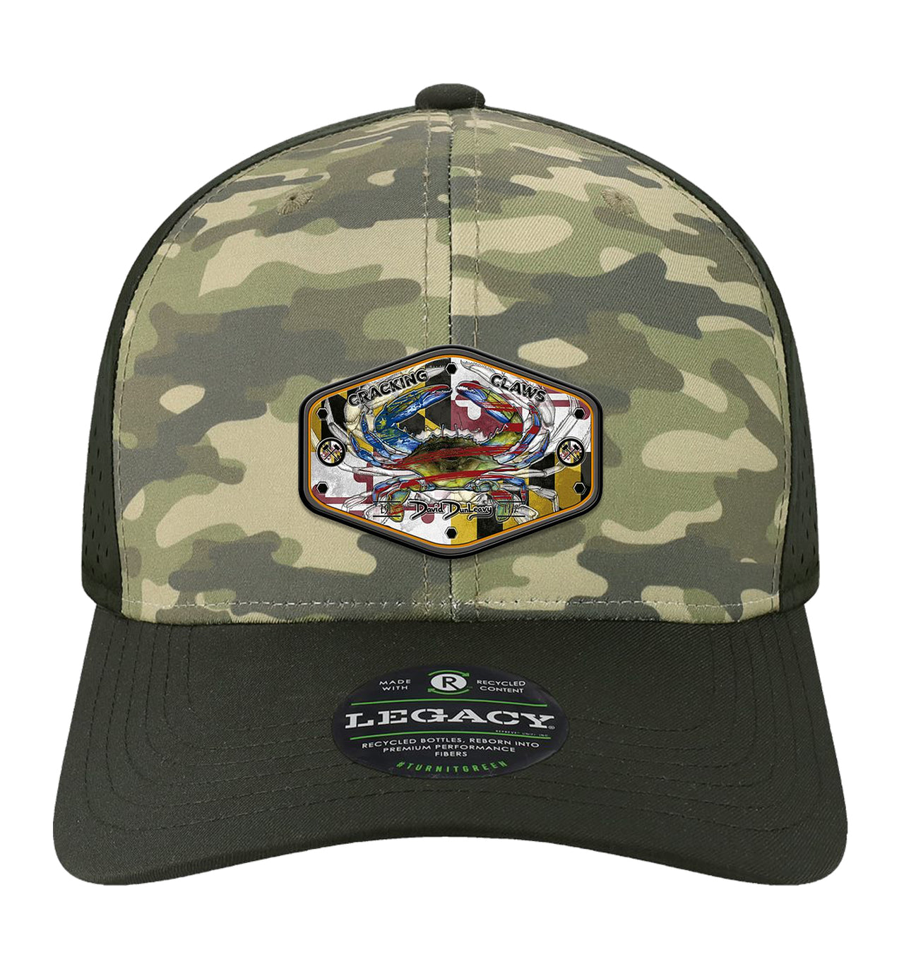 Maryland Ameri Blue Crab Performance Dark Olive Green Camo Hat