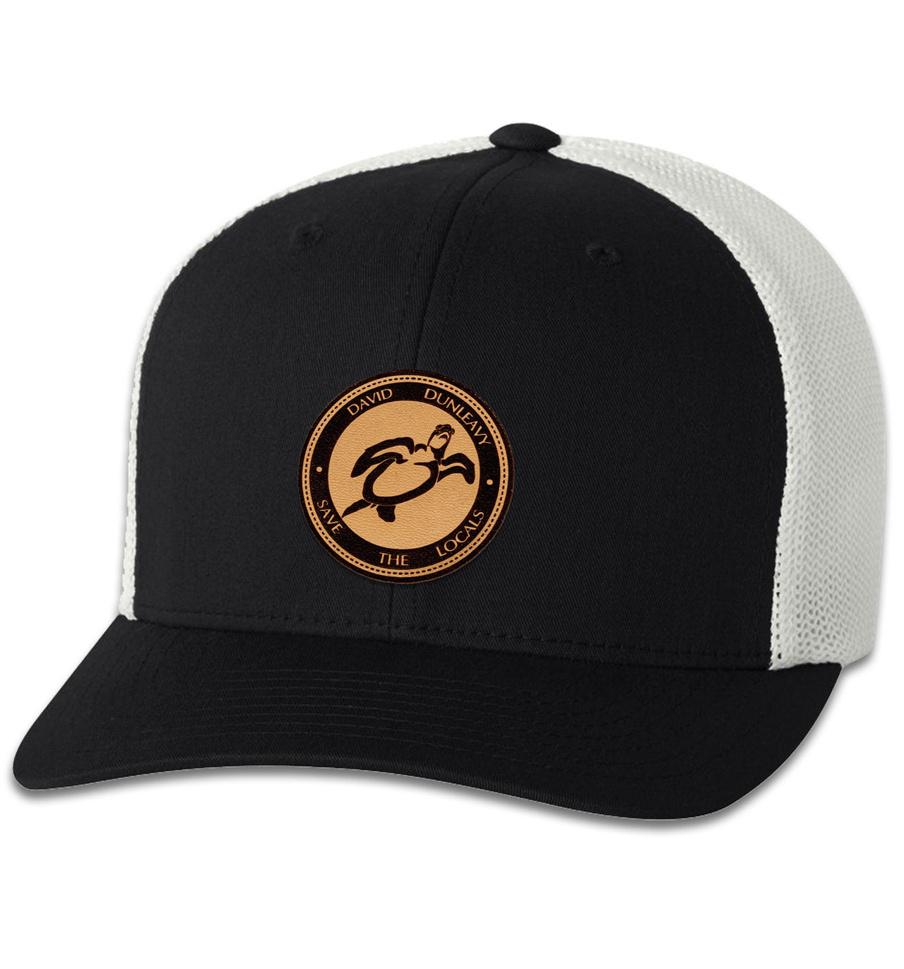 Turtle Deco 6 Panel Trucker Flexfit Black White Hat