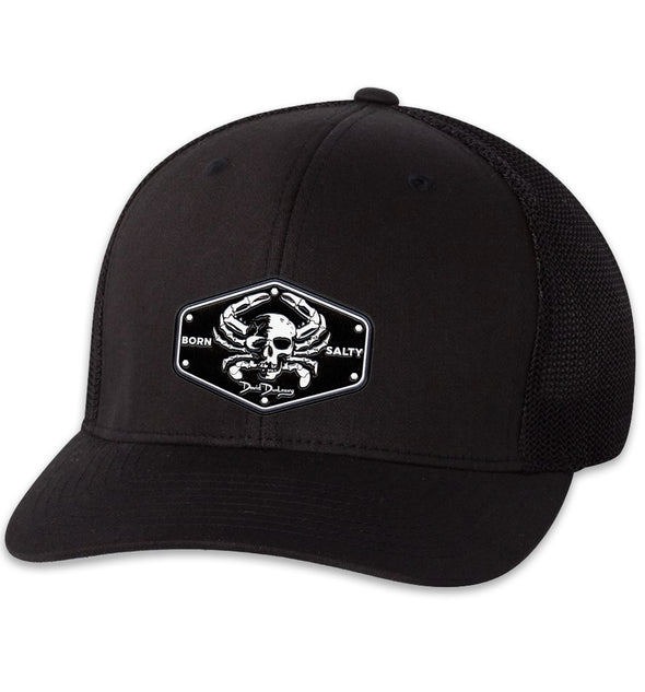 Born Salty Skull Crab 6 Panel Trucker Flexfit Black/Black