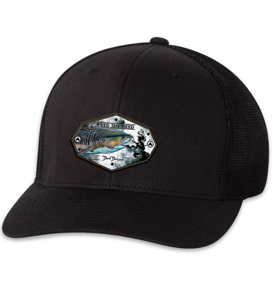 Tiger Shark & Mermaid 6 Panel Trucker Flexfit Black Black Hat