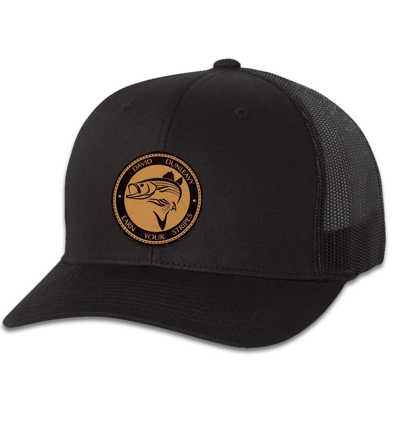 Striper Deco 6 Panel Trucker Snapback Black Black Hat